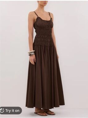 Caroline Constas Brown Maxi Sundress